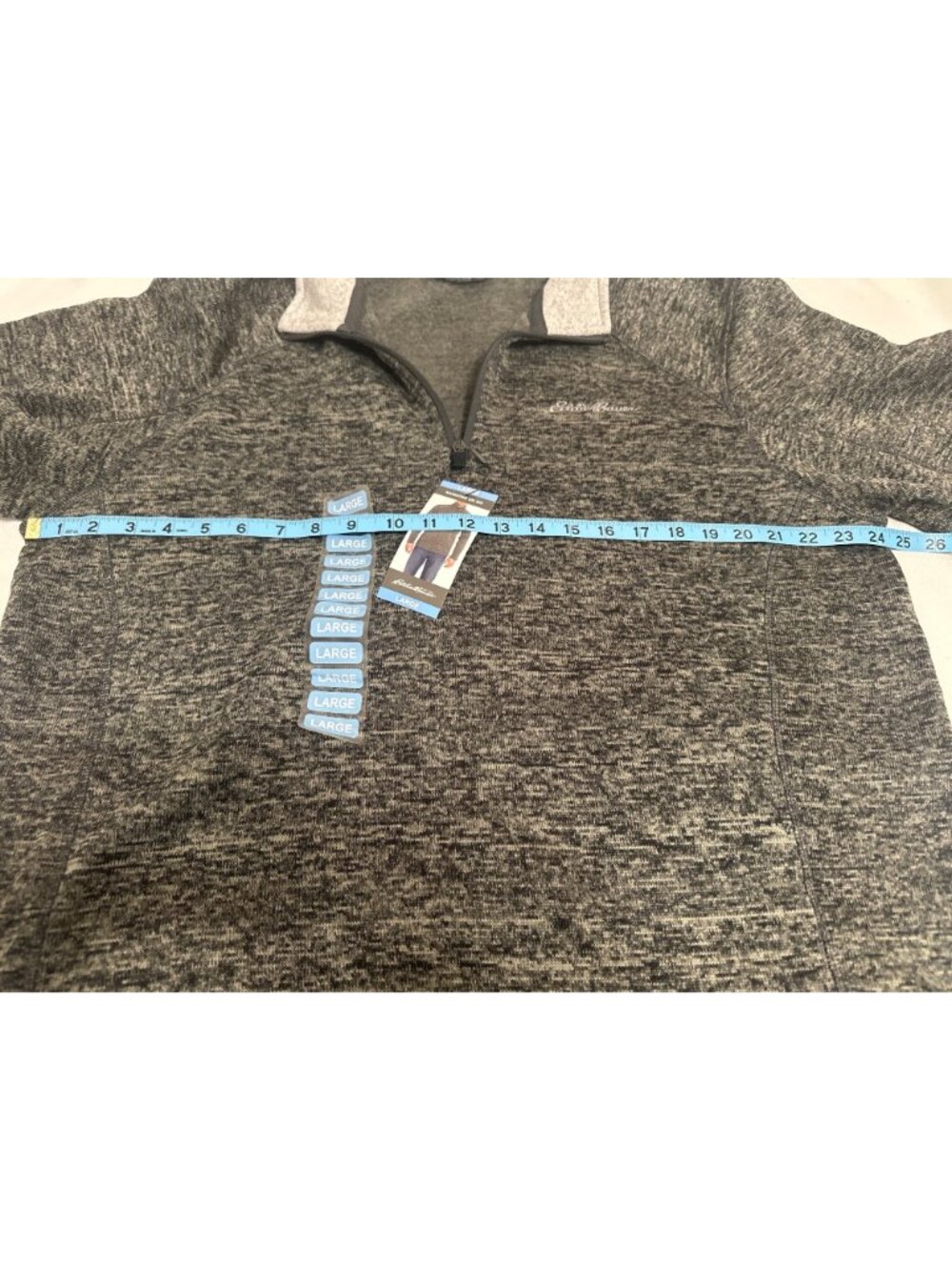 Eddie Bauer Mens Heathered Gray 1/4 Zip Sweater Fleece Pullover Large - Picture 3 of 9
